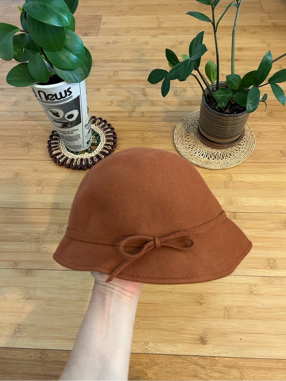 Rust Brown Wool Cloche Hat